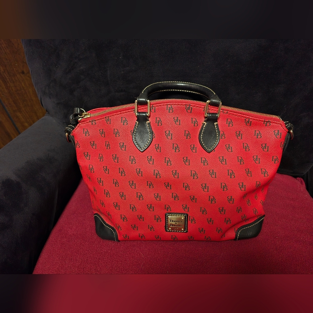 Dooney & Bourke Red and Black logo satchel
